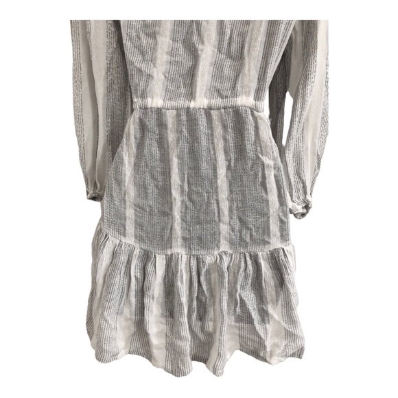 Blue Island white silver metallic low cut blouson sleeve embroidered mini dress - Picture 5 of 16